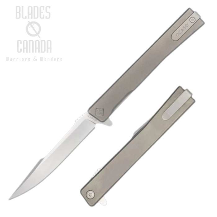 (image for) Ocaso Solstice Flipper Folding Knife, S35VN Satin, Titanium Grey, 9HTS