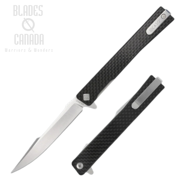 Ocaso Solstice Flipper Folding Knife, S35VN Satin Harpoon, Carbon Fiber, 9HFS (image for) Ocaso Solstice Flipper Folding Knife, S35VN Satin Harpoon, Carbon Fiber, 9HFS