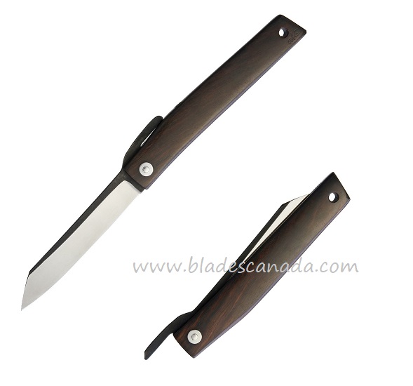 Ohta Japan OFF FK9 Friction Folding Knife, D2 Steel, Ebony Wood