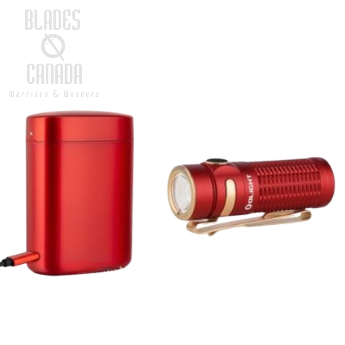 Olight Baton 3 Rechargeable Mini Flashlight, Red Premium Edition - 1200 Lumens
