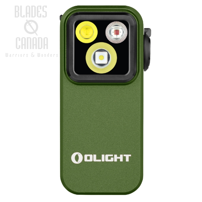 Olight Oclip Pro Clip-On Flashlight with Flood & Red Light, OD Green - 500 Lumens