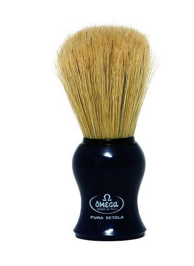 Omega Italy Pure Boar Shaving Brush- Black Plastic, 10065BLK