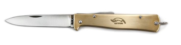 Otter-Messer Mercator Folding Knife, C75 Carbon, Brass Handle, L154B - Click Image to Close