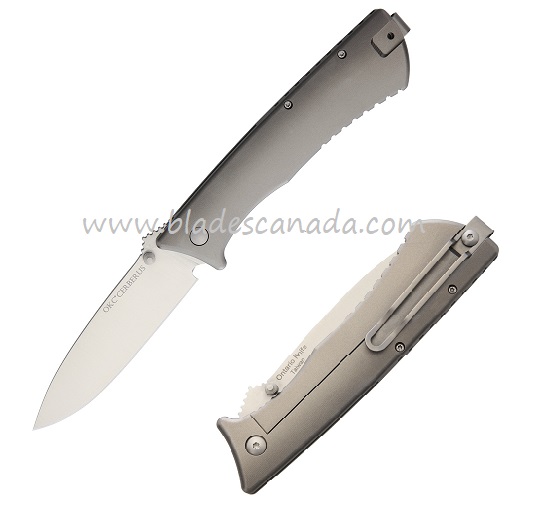 OKC Cerberus Framelock Folding Knife, D2 Steel, Titanium, 1776 - Click Image to Close