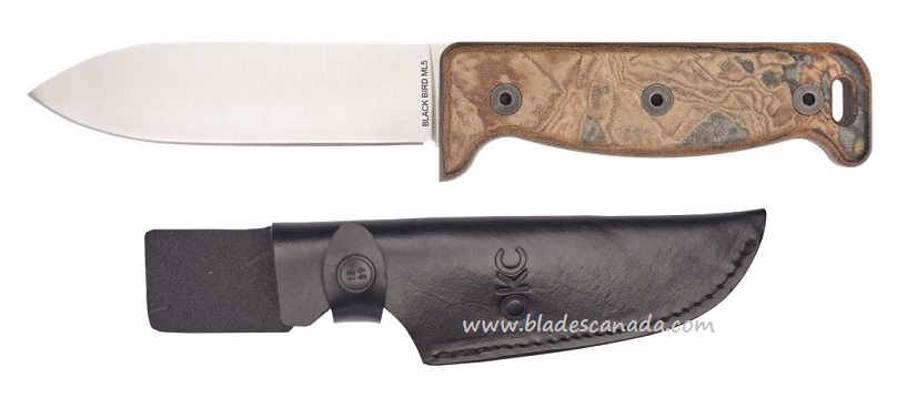 OKC ML5 Blackbird Fixed Blade Knife, Multicoloured Micarta, Leather Sheath, 7502 - Click Image to Close