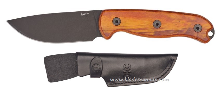 OKC TAK 2 Honey Fixed Blade Knife, Wood Handle, Leather Sheath, 8664 - Click Image to Close