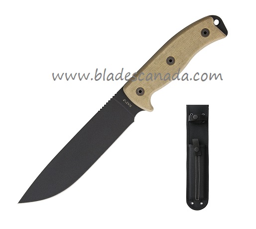 OKC RAT-7 Fixed Blade Knife, 1095 Plain Edge, Micarta, Nylon Sheath, 8668