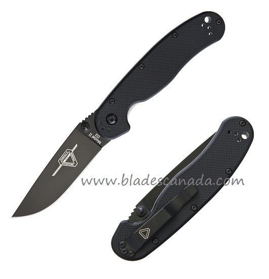 OKC RAT 2 Folding Knife, D2 Black, Black Handle, 8830