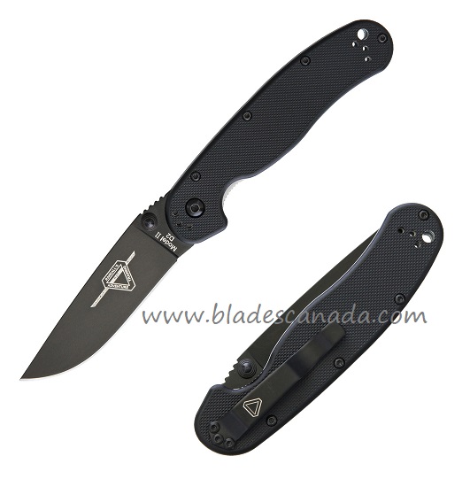 OKC RAT 2 Folding Knife, D2 Black, Black Handle, 8830 - Click Image to Close