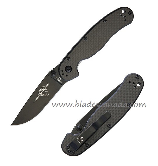 OKC RAT 2 Folding Knife, D2 Black, Carbon Fiber/G10, 8834