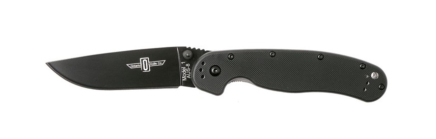 OKC RAT 1 Folding Knife, AUS 8 Plain Edge, Black Handle, 8846BP