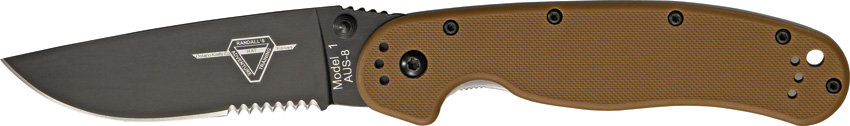 OKC RAT 1 Folding Knife, AUS 8 Partially Serrated, Coyote Handle, 8847CB