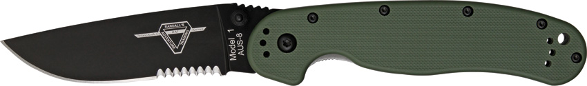 OKC RAT 1 Folding Knife, AUS 8 Partially Serrated, OD Handle, 8847OD