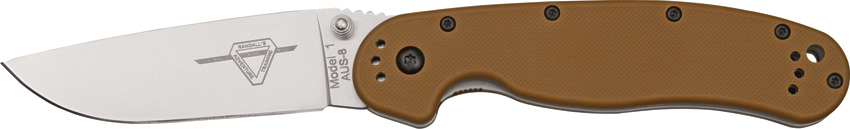 OKC Rat 1 Folding Knife, AUS 8 Plain Edge, Coyote Brown Handle, 8848CB
