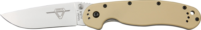 OKC Rat 1 Folding Knife, AUS 8 Plain Edge, Desert Tan Handle, 8848DT - Click Image to Close