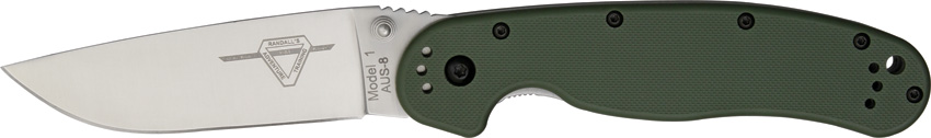OKC Rat 1 Folding Knife, AUS 8 Plain Edge, OD Handle, 8848OD - Click Image to Close