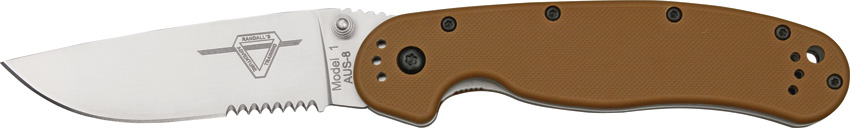 OKC RAT 1 Folding Knife, AUS 8 Partially Serrated, Coyote Handle, 8849CB - Click Image to Close