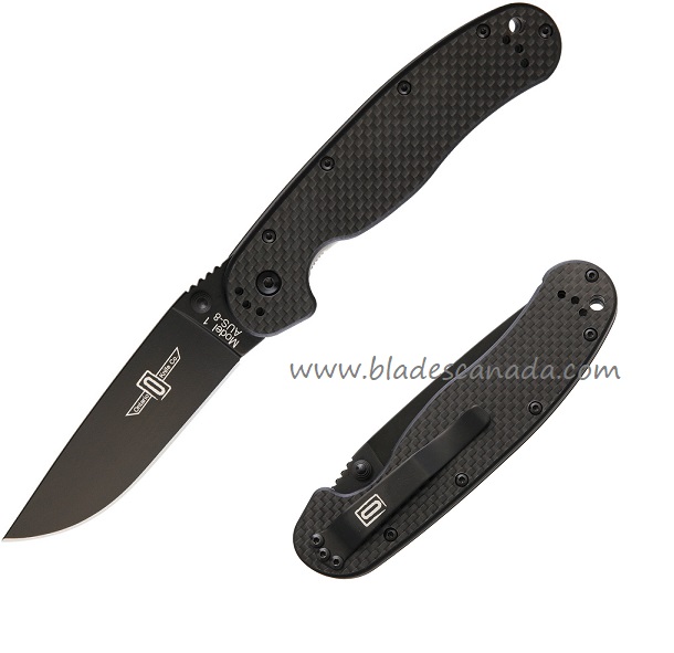 OKC RAT 1 Folding Knife, AUS 8 Black, Carbon Fiber, 8887CF - Click Image to Close