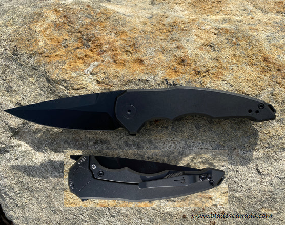 Hoback OneSam Flipper Framelock Folding Knife, CPM 20CV Black SW, Titanium Black SW