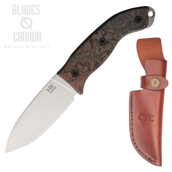 OKC Hiking Fixed Blade Knife, Micarta Handle, Leather Sheath, 8187 OKC Hiking Fixed Blade Knife, Micarta Handle, Leather Sheath, 8187