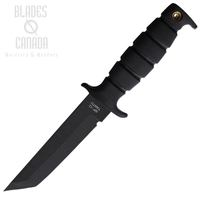 OKC SP-12 Fixed Blade Knife, Carbon Black Tanto, Black Handle, 8400 OKC SP-12 Fixed Blade Knife, Carbon Black Tanto, Black Handle, 8400