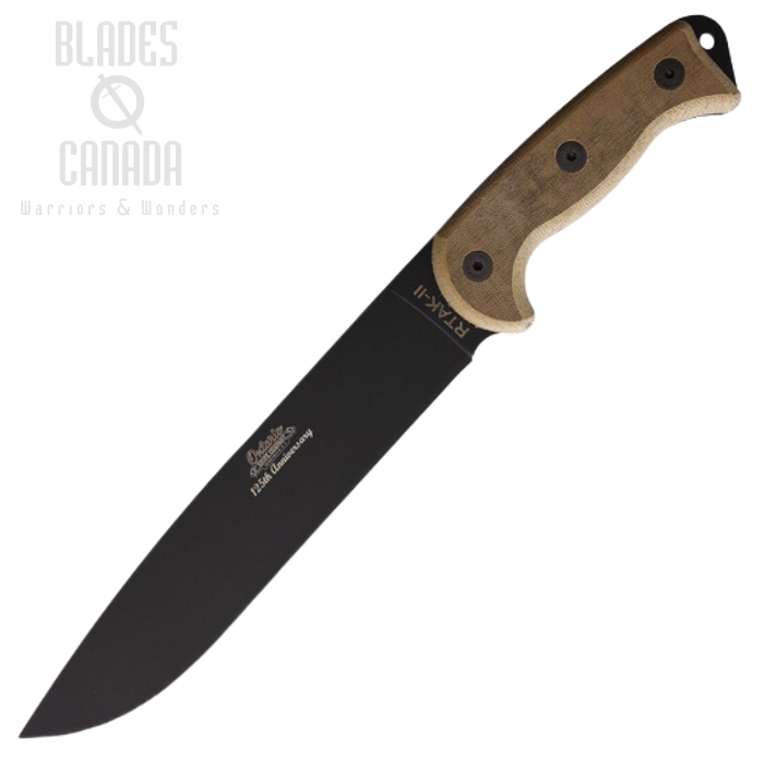 OKC RTAK II Fixed Blade Knife, 125th Anniversary, Carbon Black, Micarta Natural, Nylon Sheath, ON8644 OKC RTAK II Fixed Blade Knife, 125th Anniversary, Carbon Black, Micarta Natural, Nylon Sheath, ON8644