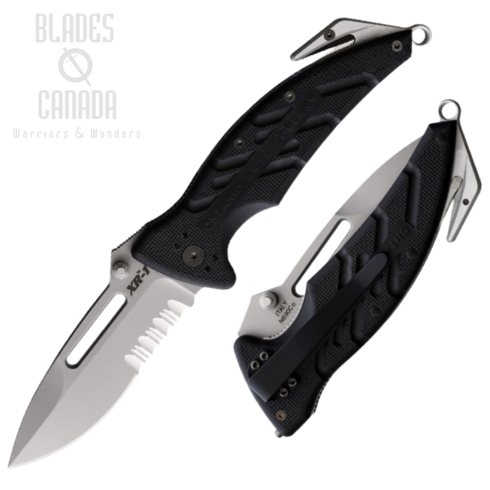 OKC XR1 Folding Knife, N690 Partially Serrated, Black Handle, ON8733
