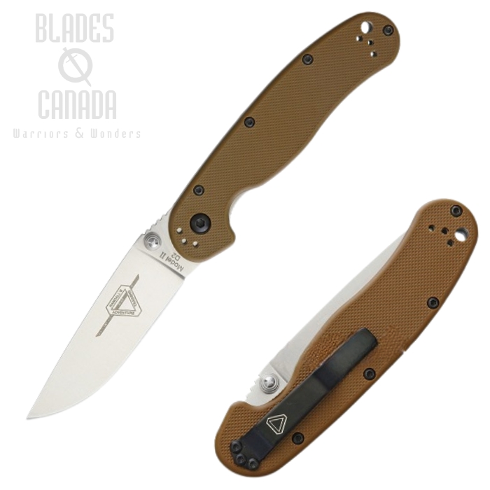 OKC RAT 2 Folding Knife, D2 Plain Edge, Coyote Handle, 8828CB