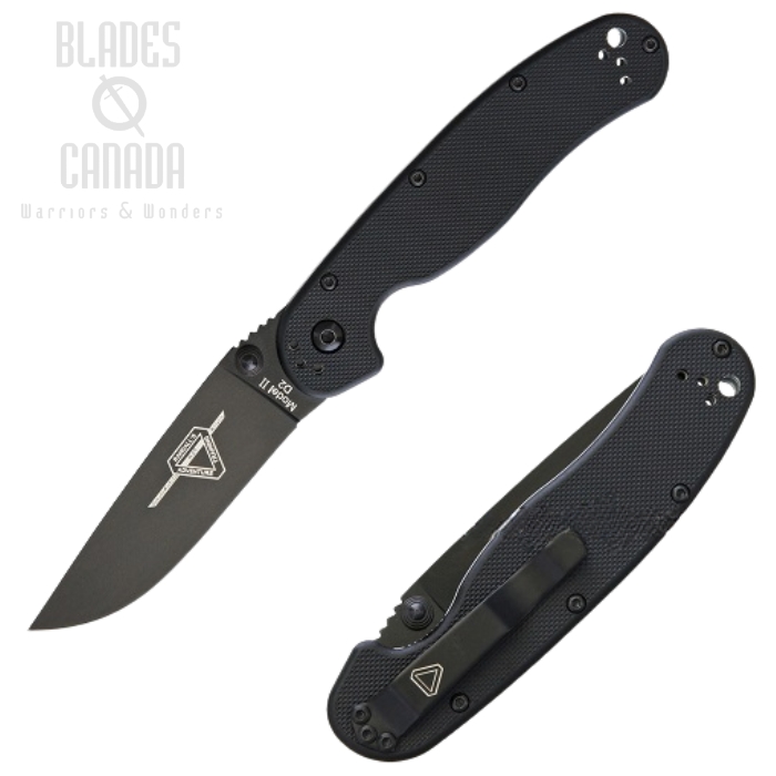 OKC RAT 2 Folding Knife, D2 Black, Black Handle, 8830