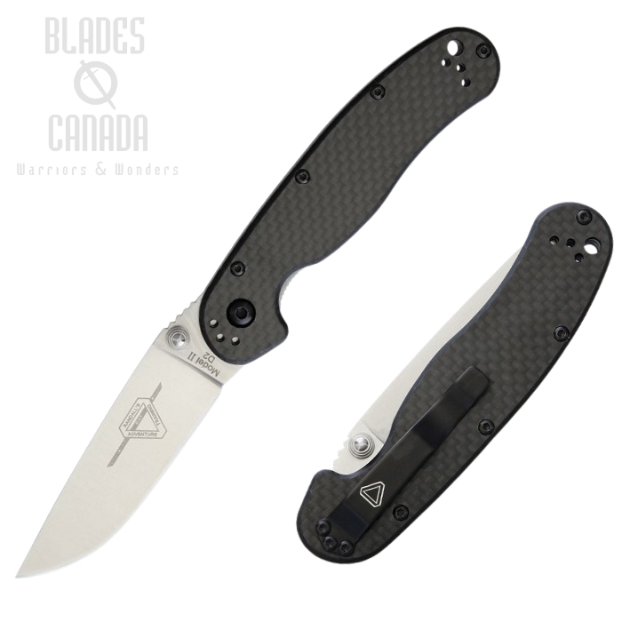 OKC RAT 2 Folding Knife, D2 Satin, Carbon Fiber/G10, 8832