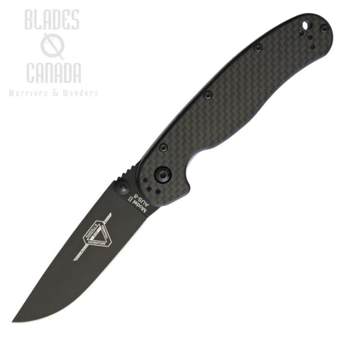 OKC RAT 2 Folding Knife, AUS 8 Black, Carbon Fiber/G10, ON8838