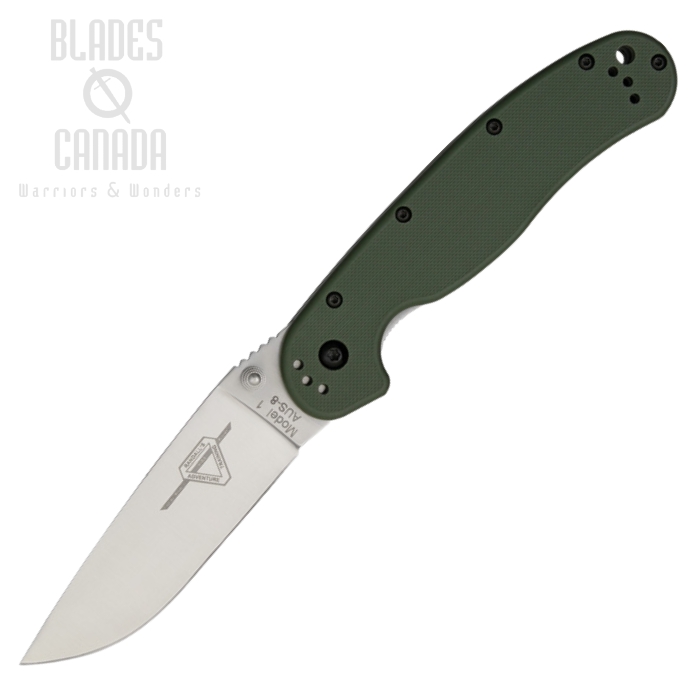 OKC Rat 1 Folding Knife, AUS 8 Plain Edge, OD Handle, 8848OD