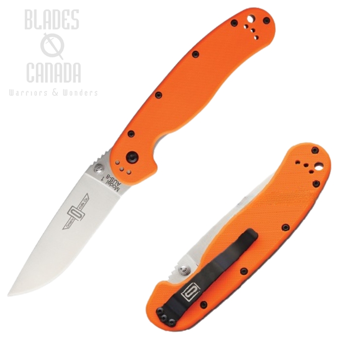 OKC Rat 1 Folding Knife, AUS 8 Plain Edge, Orange Handle, 8848OR