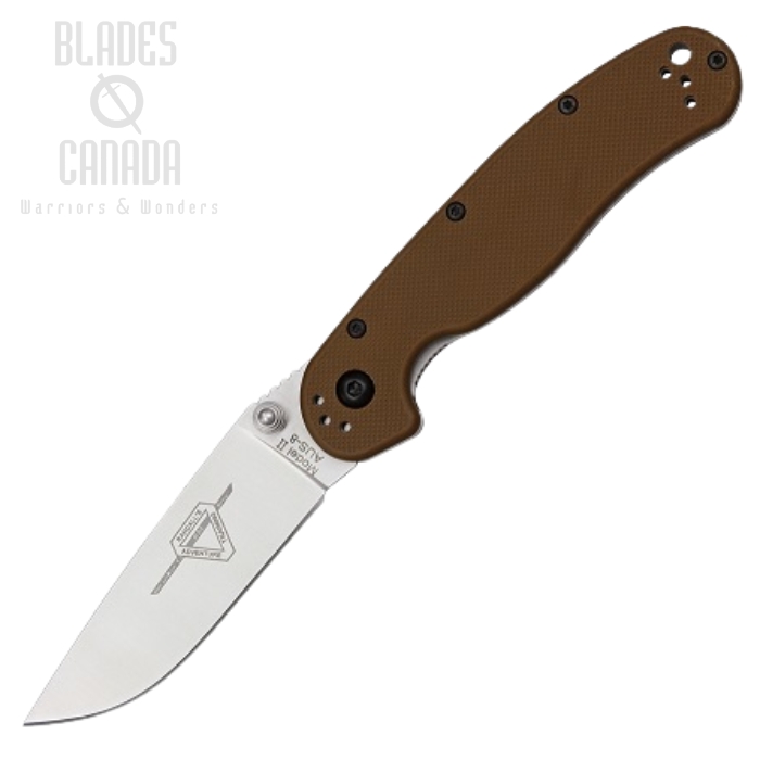 OKC RAT 2 Folding Knife, AUS 8 Plain Edge, Coyote Brown Handle, 8860CB