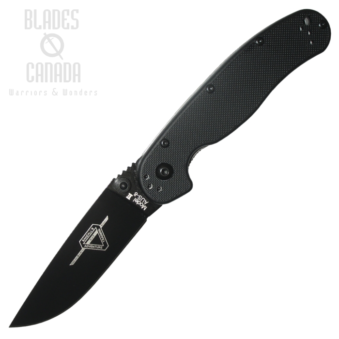 OKC RAT 2 Folding Knife, AUS 8 Plain Edge, Black Handle, 8861