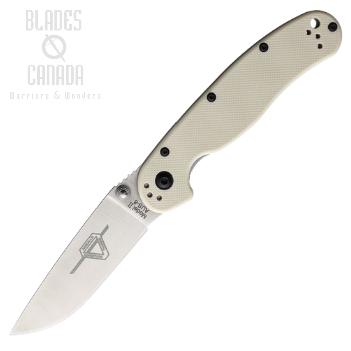 OKC RAT II Folding Knife, AUS 8 Satin, G10 Ivory, ON8861BONE