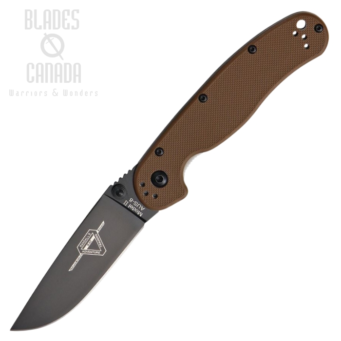 OKC RAT 2 Folding Knife, AUS 8 Plain Edge, Coyote Handle, 8861CB
