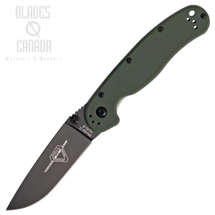 OKC RAT 2 Folding Knife, AUS 8 Plain Edge, OD Green Handle, 8861OD