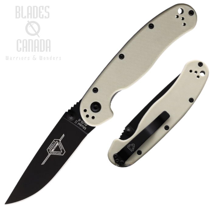 (image for) OKC RAT II Folding Knife, AUS-8 Black, Nylone Bone, ON8862BONE