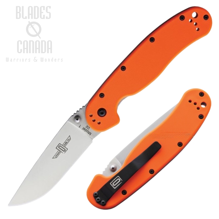OKC RAT I Folder, D2 Steel, Orange Handle, ON8867OR