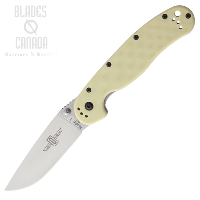 OKC RAT 1 Folding Knife, D2 Plain Edge, Tan Handle, 8867TN