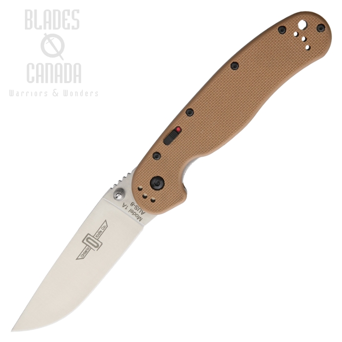 OKC RAT 1A SP Folding Knife, Assisted Opening, AUS 8 3.5", Tan Handle, 8870TN