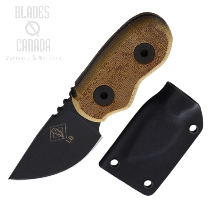 OKC Ranger Little Bird Fixed Blade Neck Knife, 1095HC Black, Micarta Tan, Kydex Sheath, 9412TM
