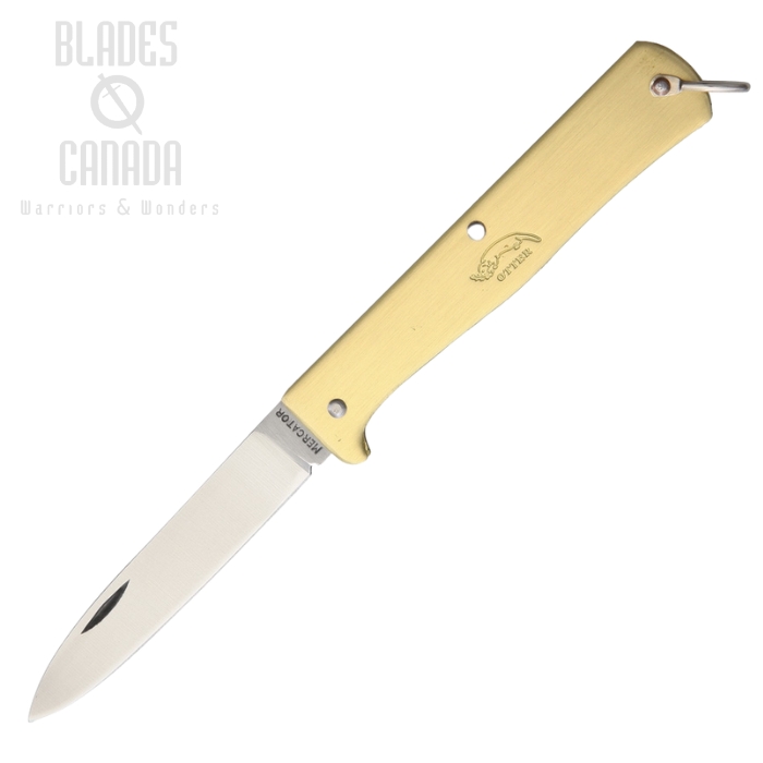 Otter-Messer Small Mercator Folding Knife, Carbon Steel, Brass Handle, 10701