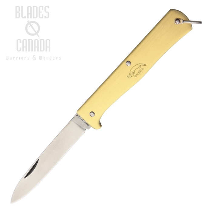 Otter-Messer Small Mercator Slipjoint Folding Knife, Stainless, Brass Handle, 10701R