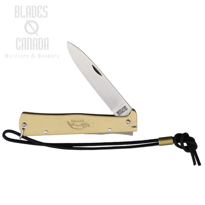 Otter-Messer Mercator Folding Knife, Stainless Satin, Brass Handle, 10726RGRLB