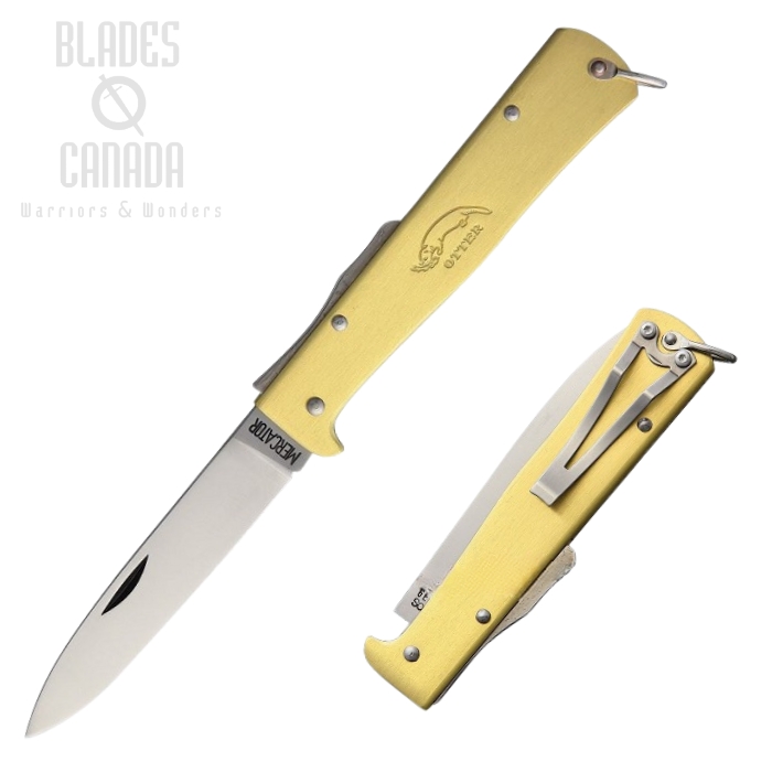 Otter-Messer Mercator Folding Knife, Carbon Steel, Brass Handle, 10736RG