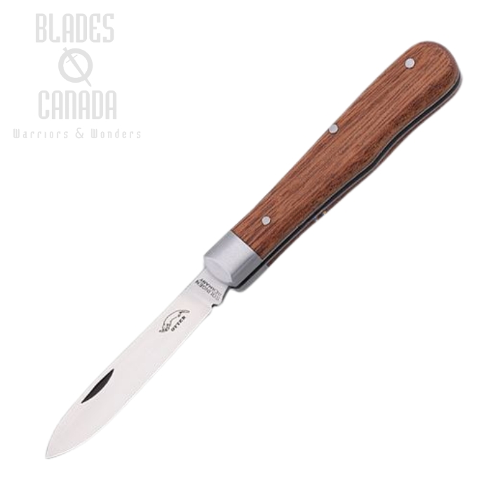 Otter-Messer Small Classic Slipjoint Folding Knife, Stainless Satin, Sapele Wood, 168R