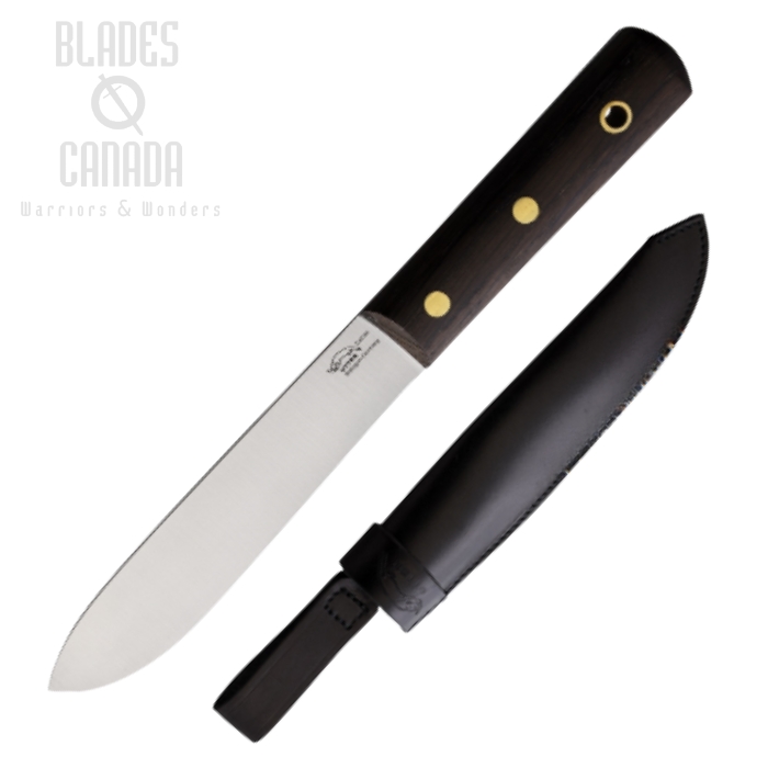 Otter-Messer Fixed Blade Boat Knife, Stainless Satin, Smoked Oak, 901R