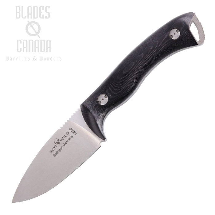 Otter-Messer Rotwild Milan Fixed Blade Knife, N690, Micarta Black, R04BMI